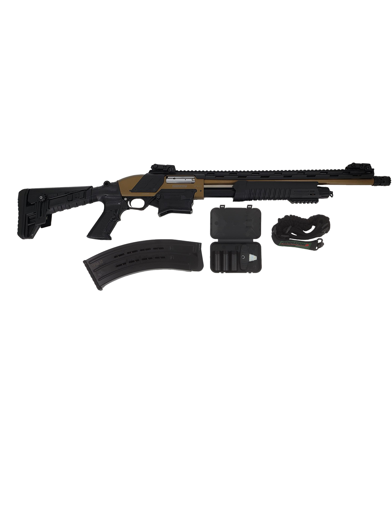 Federation Firearms SPM-12, 12ga 3" magazine-fed pump action shotgun. Burnt Bronze. - Image 2